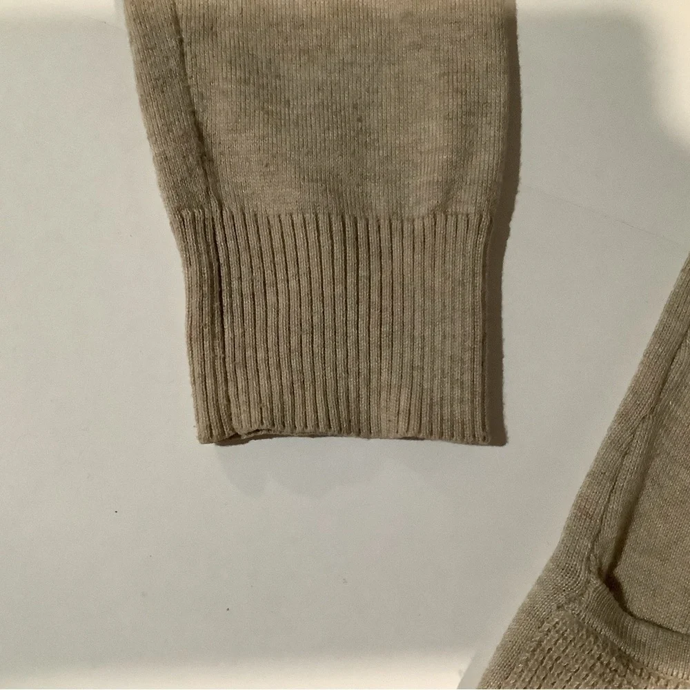 Tan Open Front Cardigan Sweater Lightweight Knit